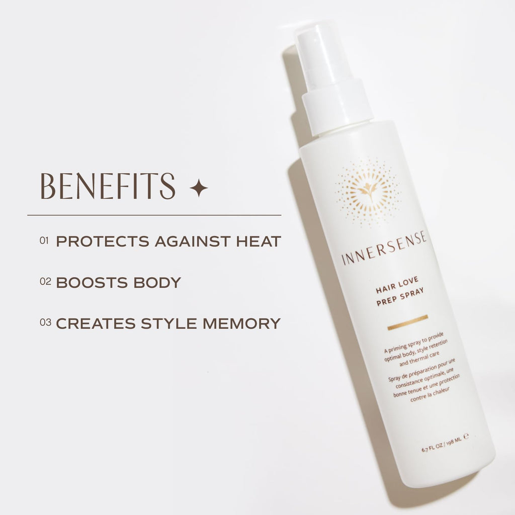 INNERSENSE Organic Hair Love Prep Spray – Body, Style Retention + Thermal Care | Non-Toxic, Cruelty-Free (6 fl oz / 198 ml)
