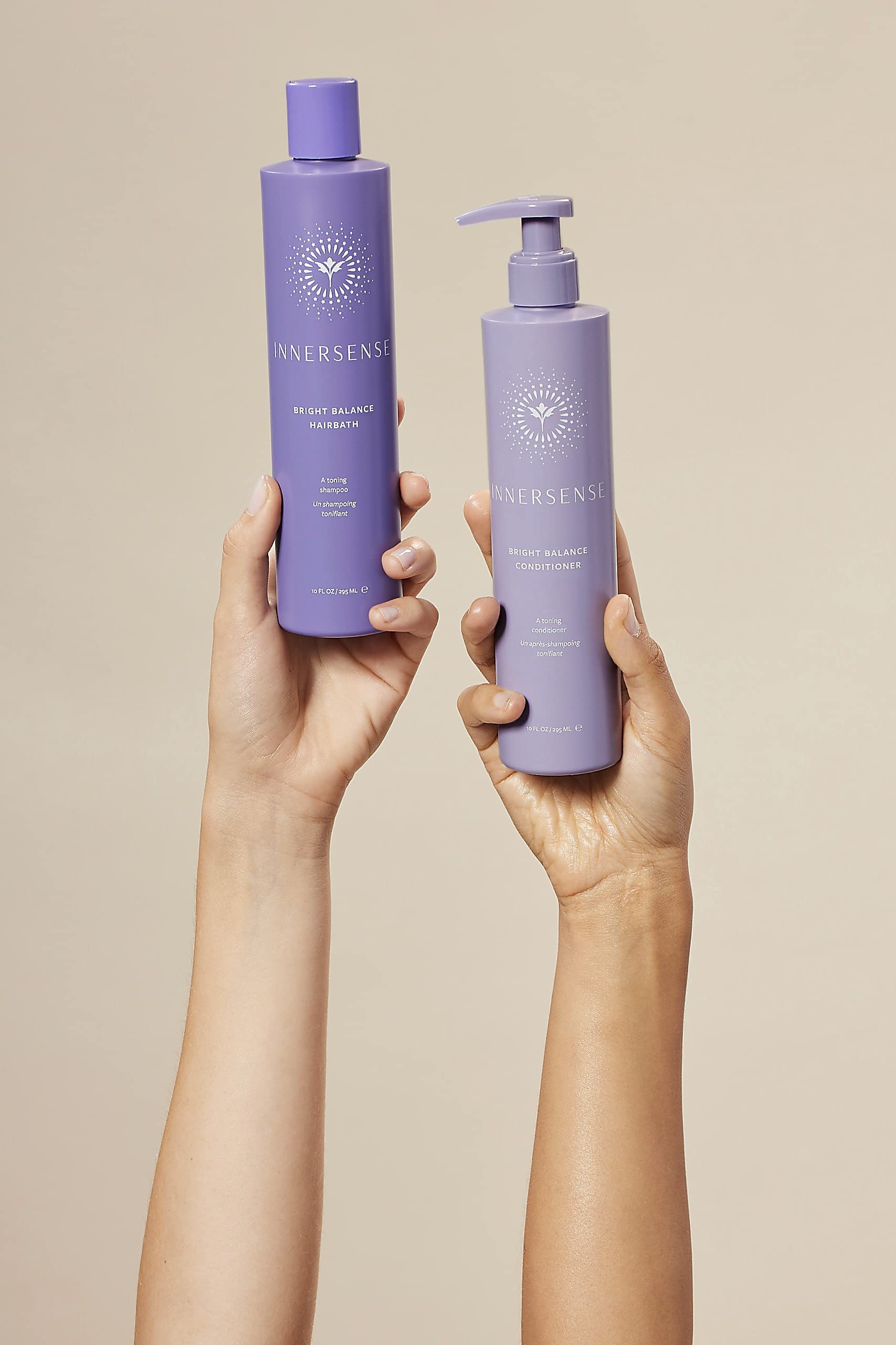 INNERSENSE Organic Beauty Bright + Balanced Purple Toning Shampoo & Conditioner Duo – Non-Toxic, Cruelty-Free, Vegan Haircare