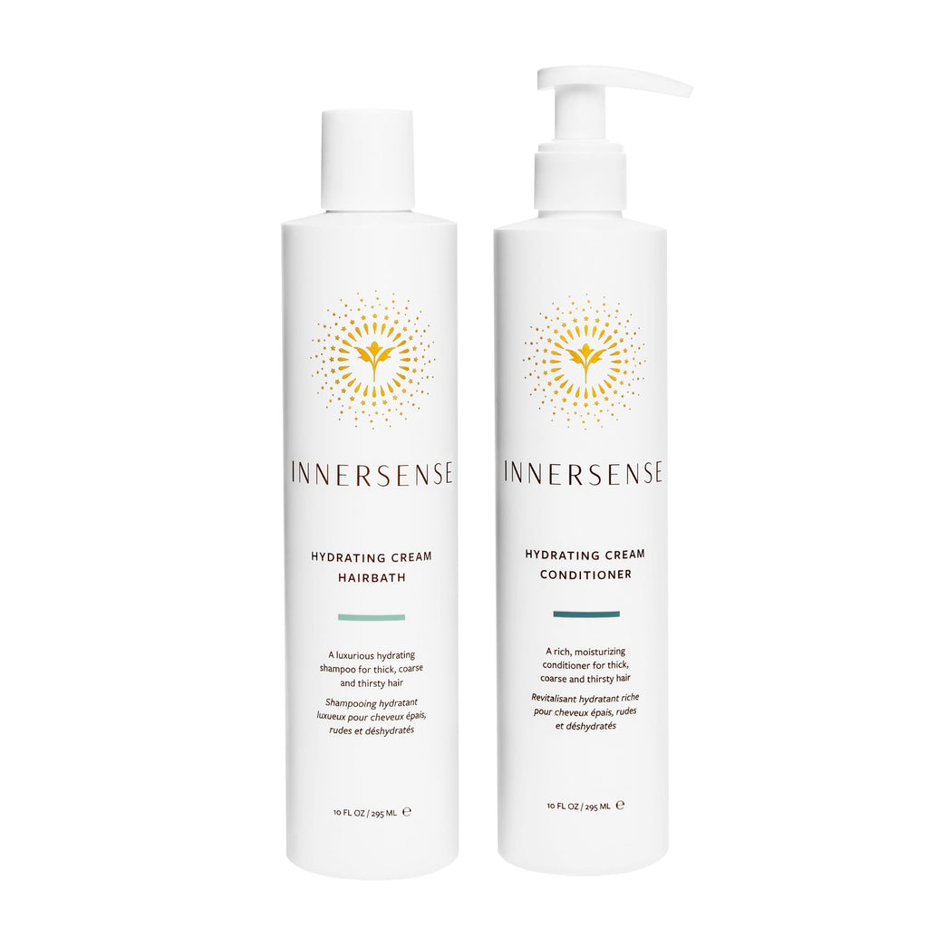 INNERSENSE Organic Hydrating Hairbath Shampoo + Cream Conditioner Duo – Clean, Non-Toxic, Cruelty-Free Haircare