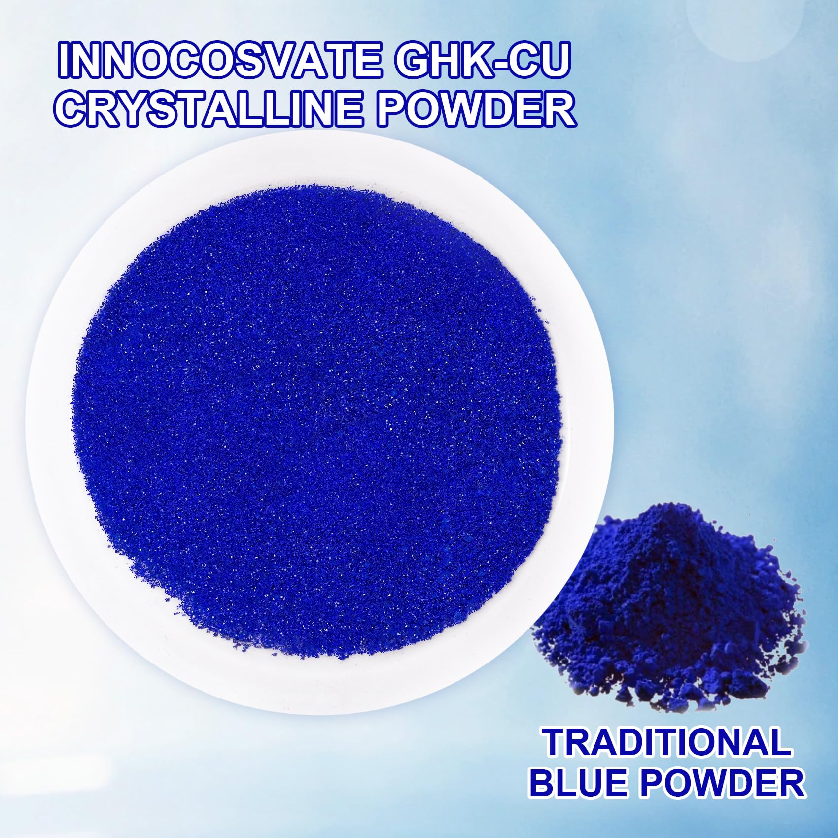 INNOCOSVATE GHK-Cu Copper Peptide Powder 99.9% Pure – Cosmetic Grade Ultra-Fine Crystals (1g)