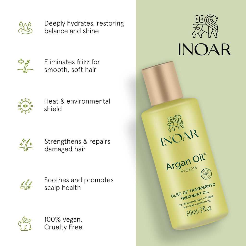 INOAR Argan Oil Hydrating Treatment – Smoothing & Thermal Protection (2 fl oz)