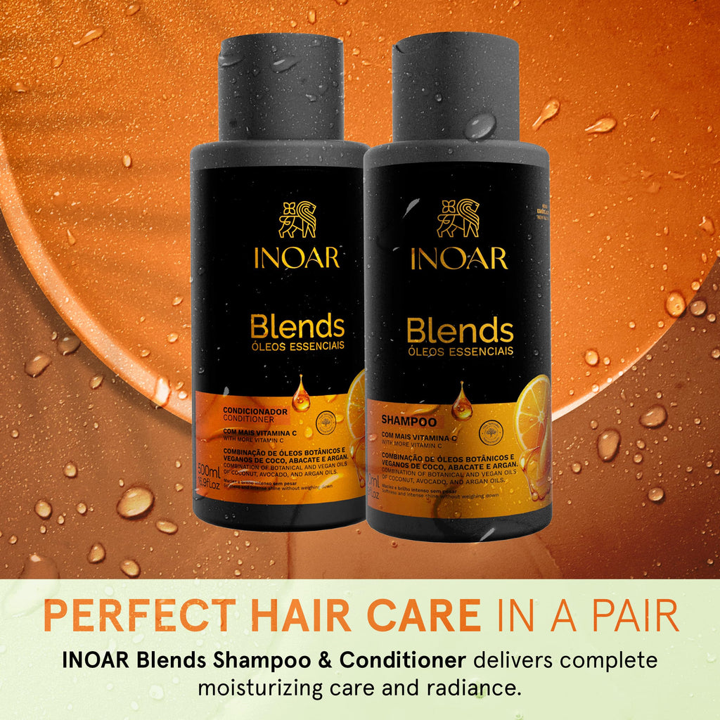 Inoar Blends Shampoo & Conditioner Kit – Vitamin C, Coconut, Avocado & Argan Oils | Deep Hydration & Shine | 16.9 oz Each