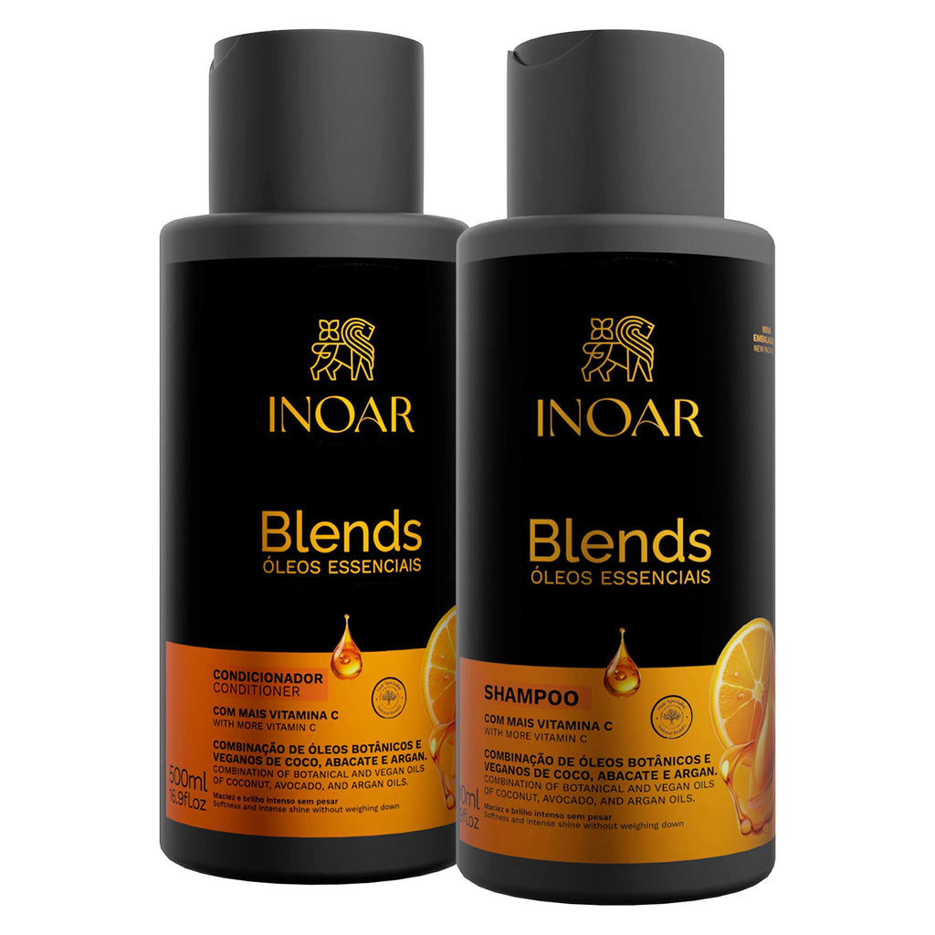 Inoar Blends Shampoo & Conditioner Kit – Vitamin C, Coconut, Avocado & Argan Oils | Deep Hydration & Shine | 16.9 oz Each