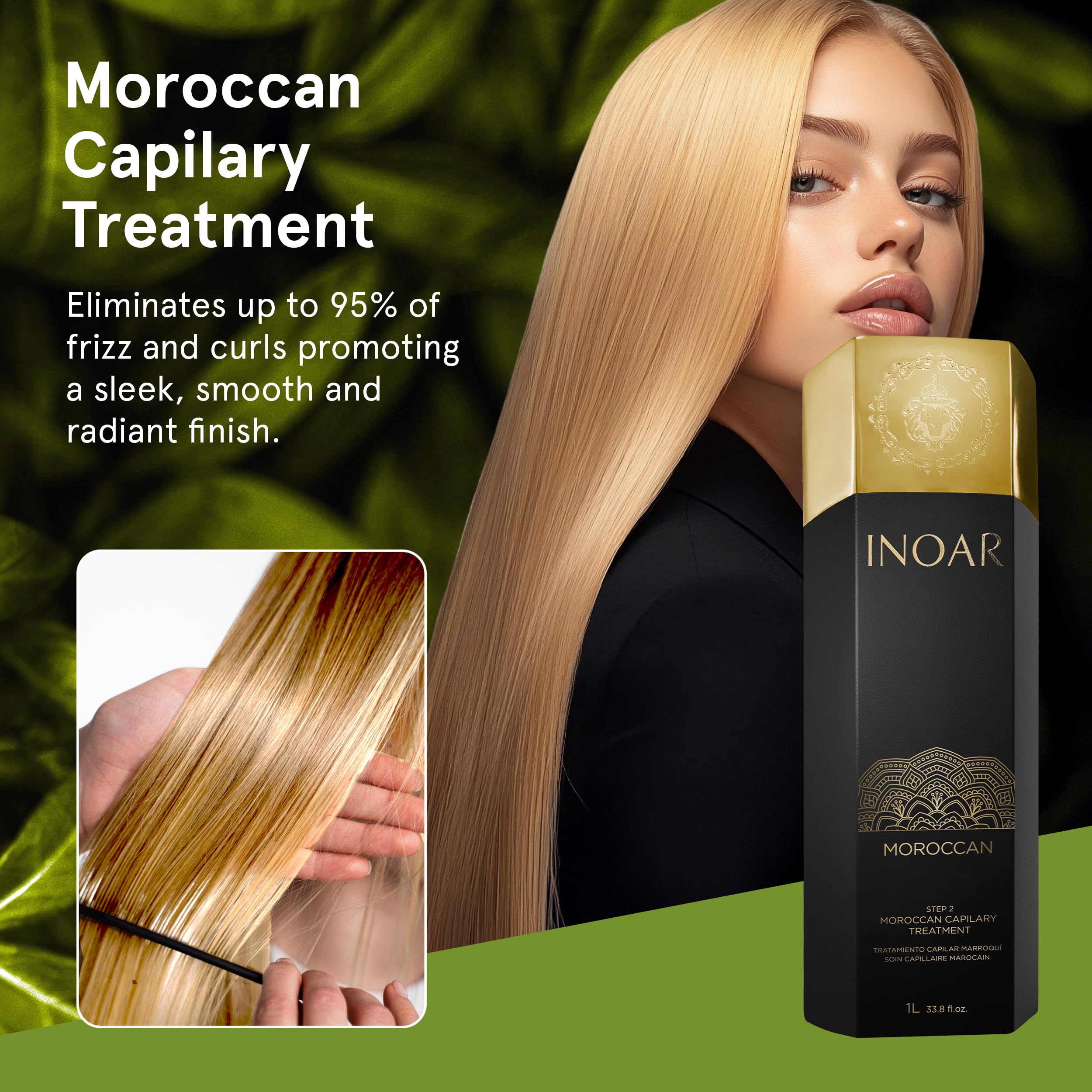 INOAR Moroccan Premium Treatment Step 2 – Keratin with White Clay & Cocoa Oil for Frizz Reduction & Hair Smoothing