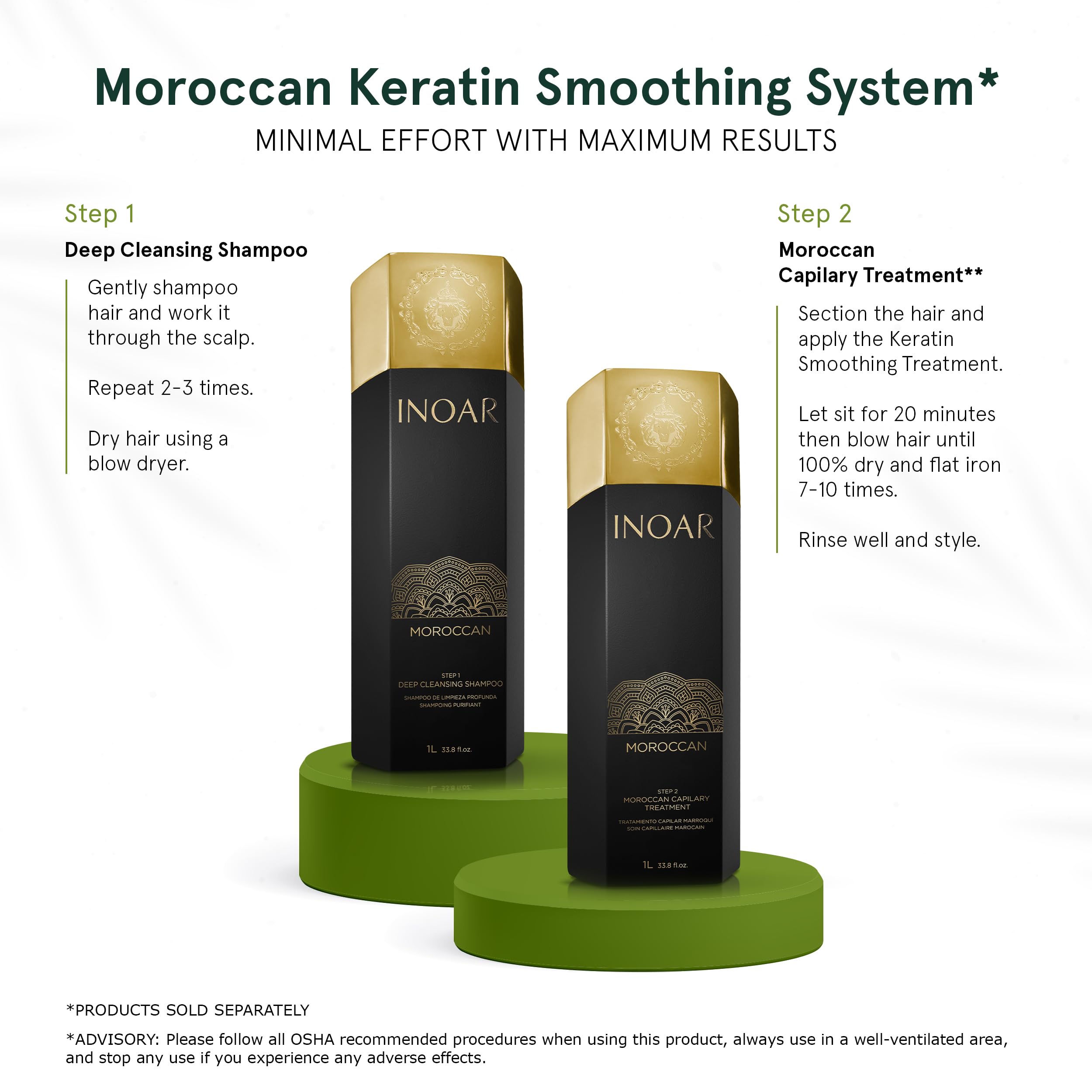 INOAR Moroccan Premium Treatment Step 2 – Keratin with White Clay & Cocoa Oil for Frizz Reduction & Hair Smoothing