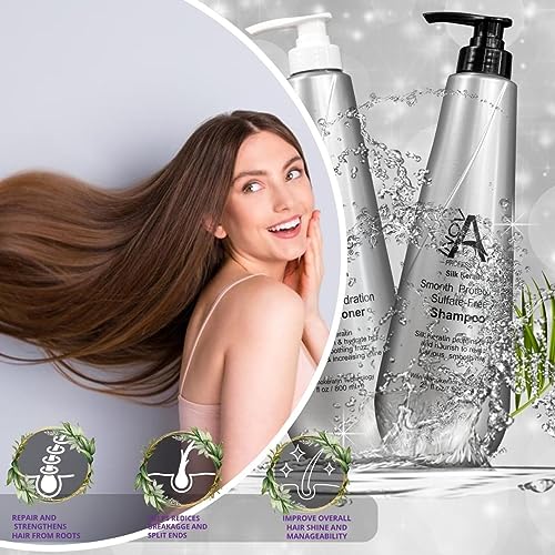 Inova Professional Silk Keratin Shampoo & Conditioner Set – Sulfate-Free, Color-Safe (27 oz)