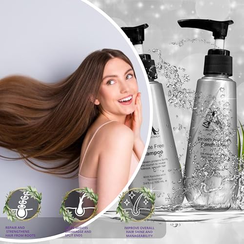Inova Professional Silk Keratin Shampoo & Conditioner Set — Sulfate-Free, Color-Safe, Gray, 3.4 fl oz