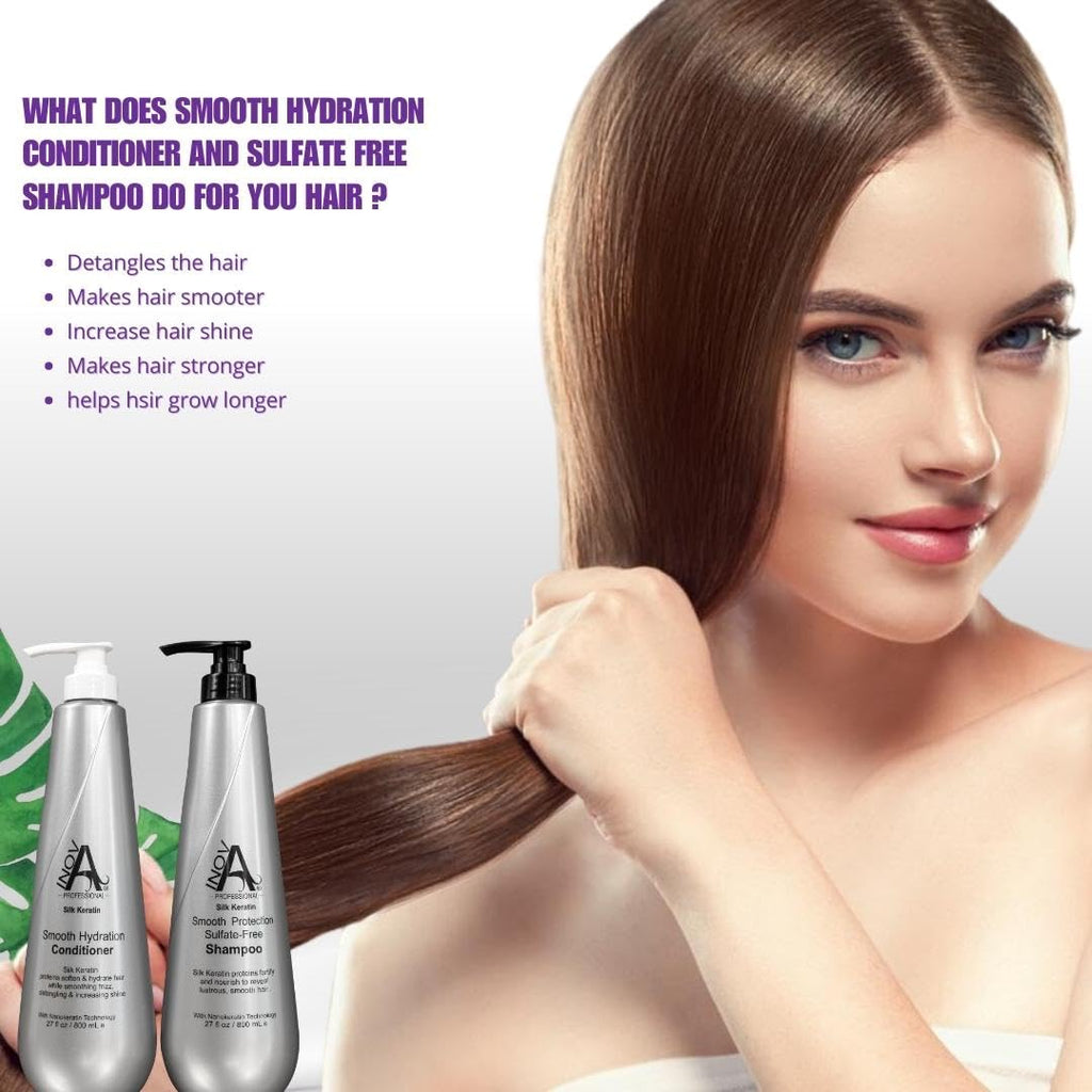 Inova Professional Silk Keratin Shampoo & Conditioner Set – Sulfate-Free, Color-Safe (27 oz)