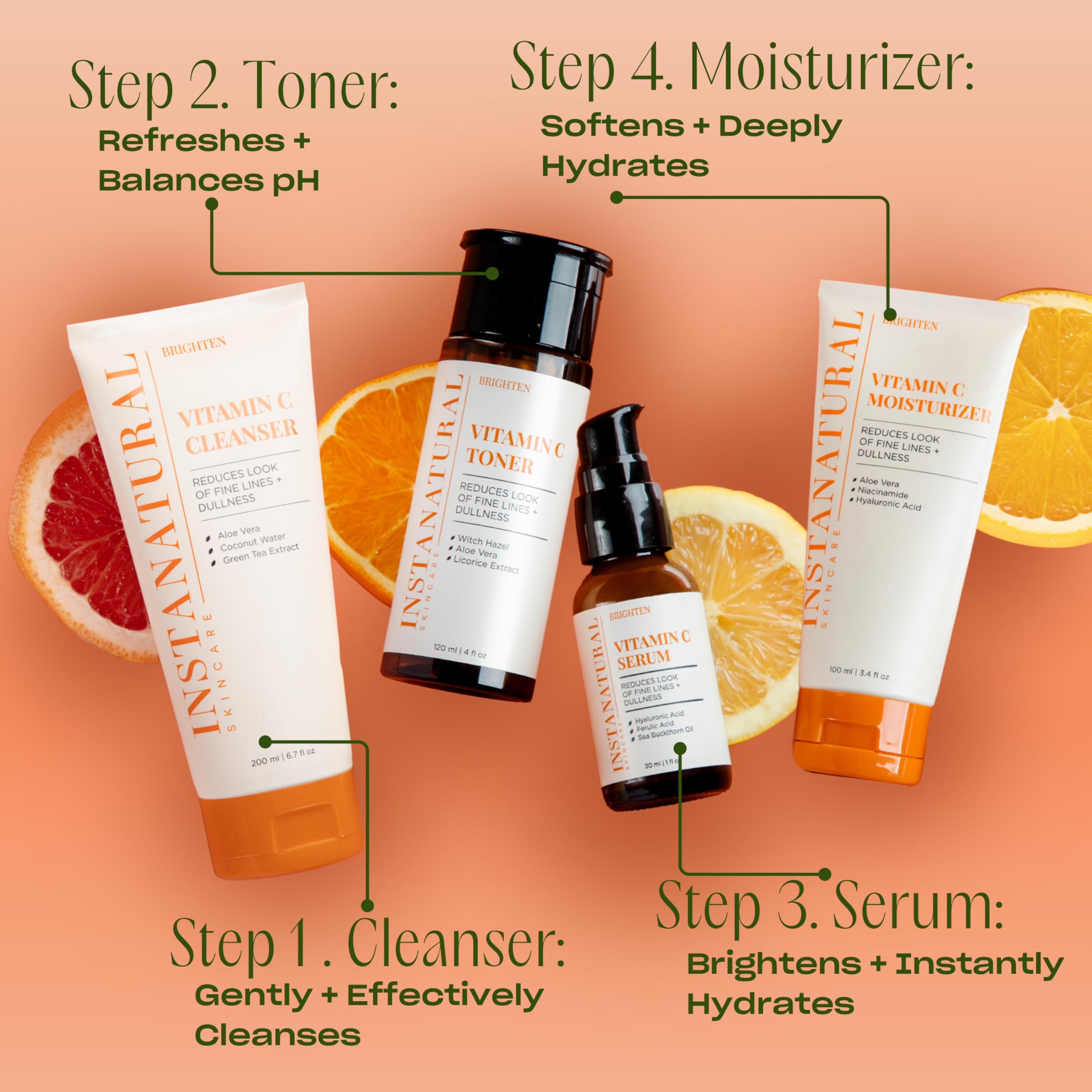 InstaNatural Vitamin C Moisturizer – Hydrating Face Cream to Reduce Fine Lines (3 x 3.4 oz)