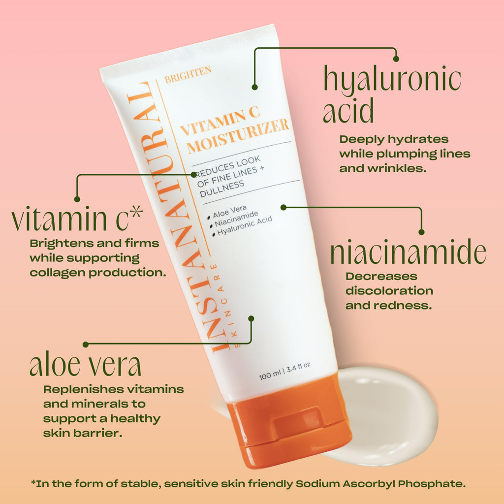 InstaNatural Vitamin C Moisturizer – Hydrating Face Cream to Reduce Fine Lines (3 x 3.4 oz)