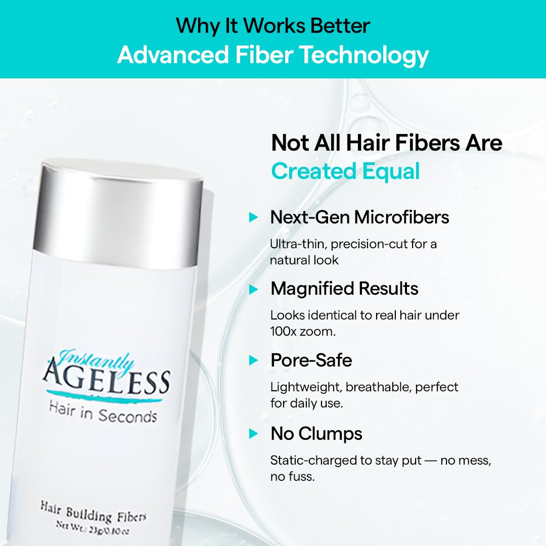 Instantly Ageless Hair in Seconds Hair Building Fibers – Fuller Look for Thinning Hair & Gray Coverage – 0.83 oz (23 g) – Grey