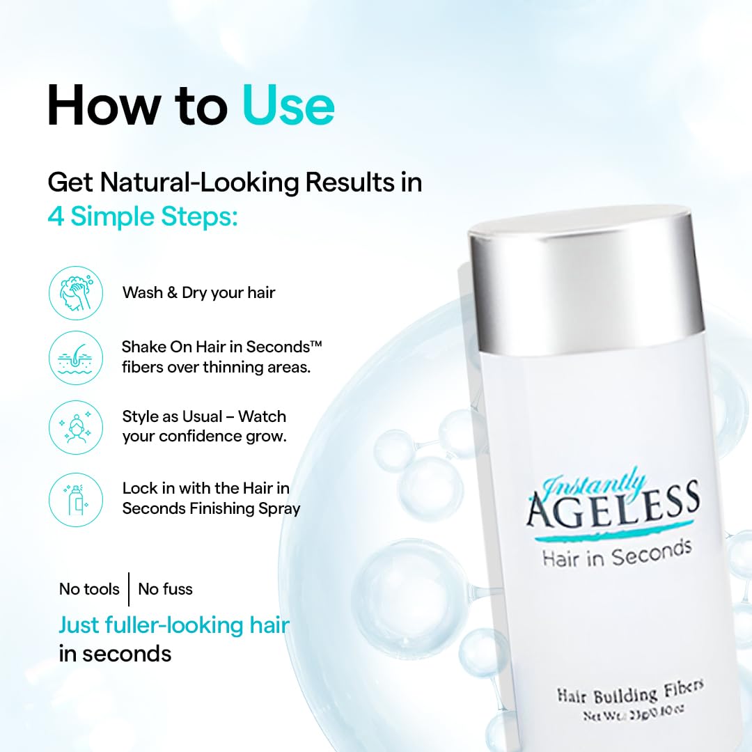 Instantly Ageless Hair in Seconds Hair Building Fibers – Fuller Look for Thinning Hair & Gray Coverage – 0.83 oz (23 g) – Grey