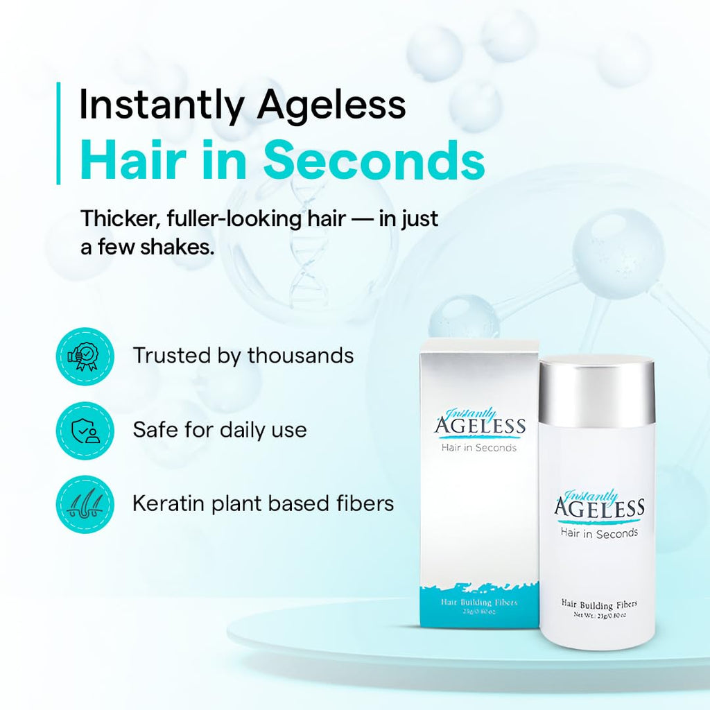 Instantly Ageless Hair in Seconds Hair Building Fibers – Fuller Look for Thinning Hair & Gray Coverage – 0.83 oz (23 g) – Grey