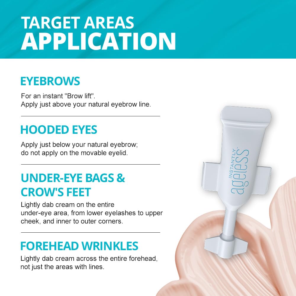 Instantly Ageless - Instant Face Lift Cream with Vitamin C | Eye Puffiness & Wrinkle Tightener (10 Vials)