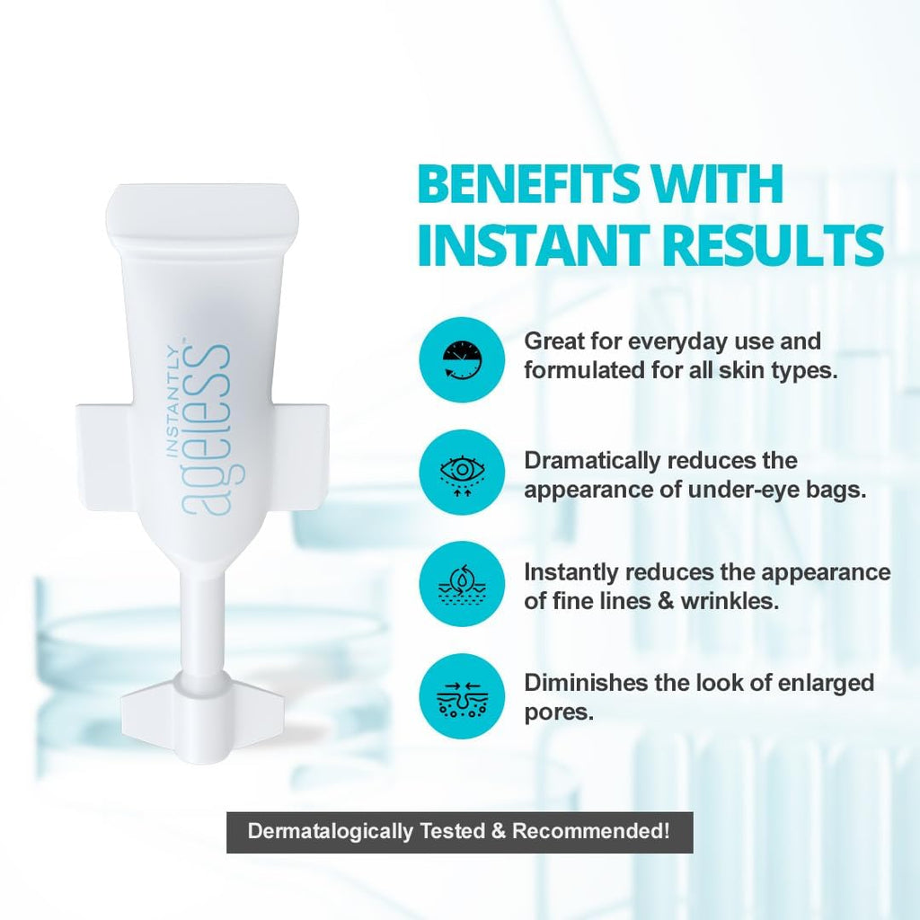 Instantly Ageless - Instant Face Lift Cream with Vitamin C | Eye Puffiness & Wrinkle Tightener (10 Vials)