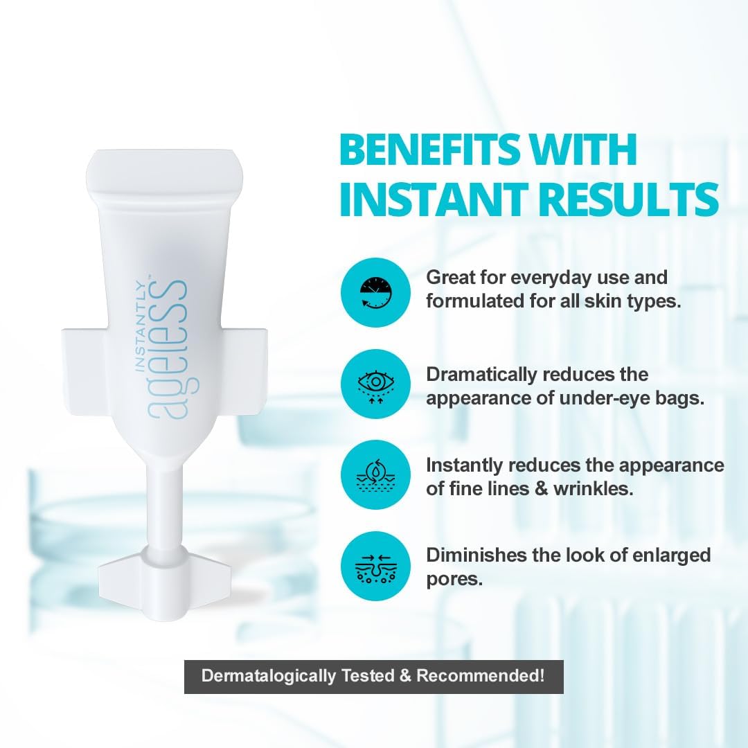 Instantly Ageless - Instant Face Lift Cream with Vitamin C | Eye Puffiness & Wrinkle Tightener (10 Vials)