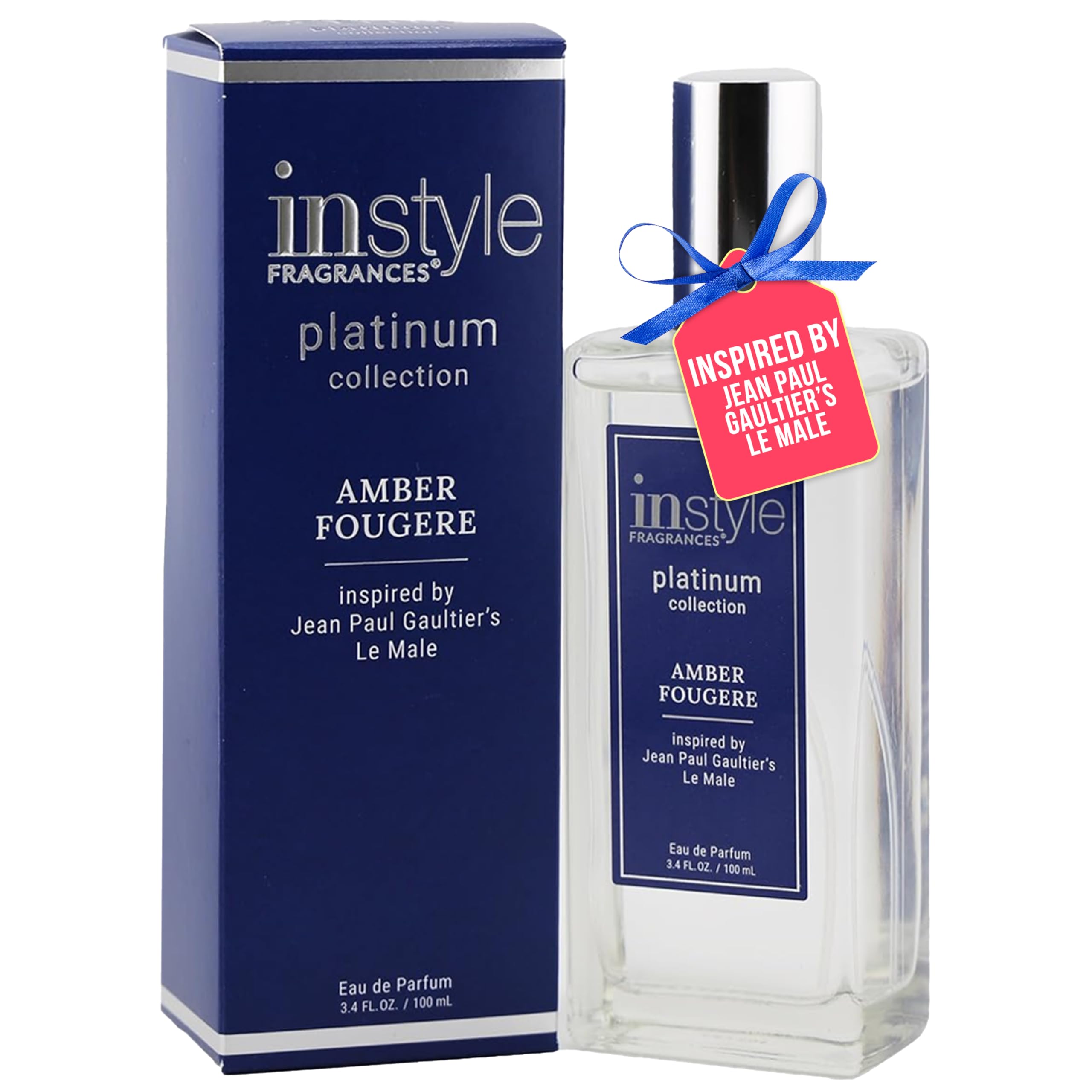 InStyle Fragrances Platinum Collection Amber Fougere — Inspired by Le Male, Vegan & Cruelty-Free, 3.4 oz
