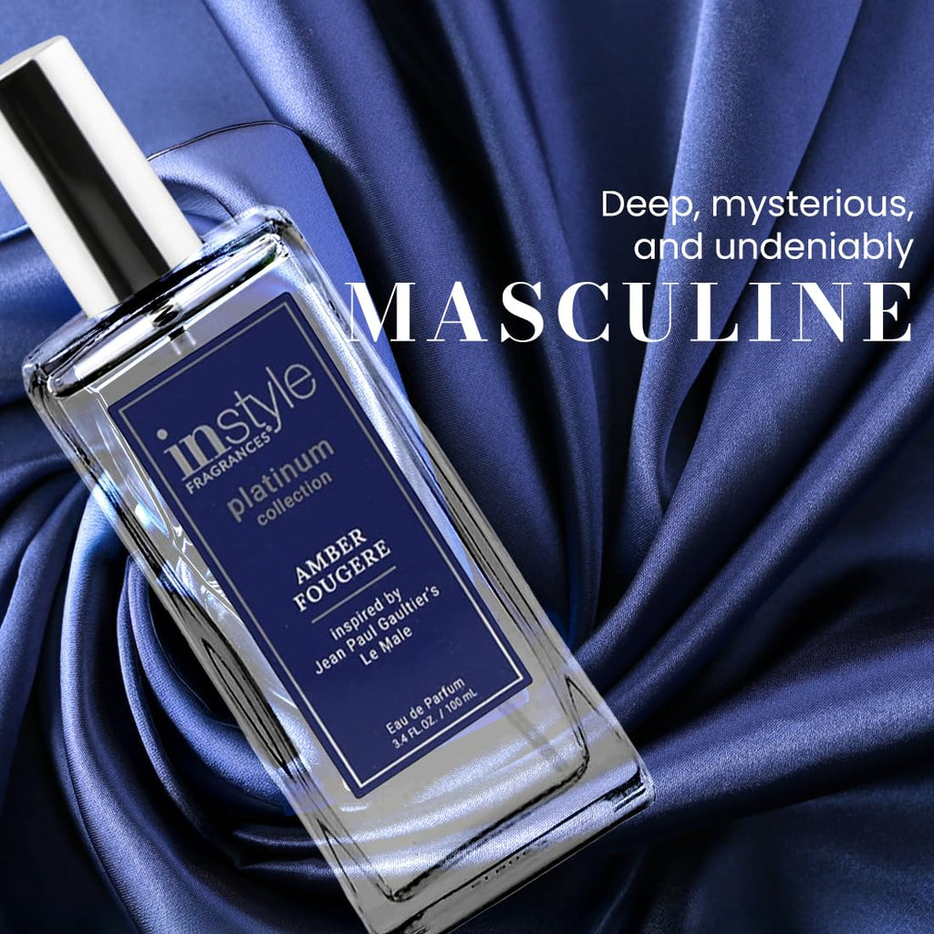 InStyle Fragrances Platinum Collection Amber Fougere — Inspired by Le Male, Vegan & Cruelty-Free, 3.4 oz