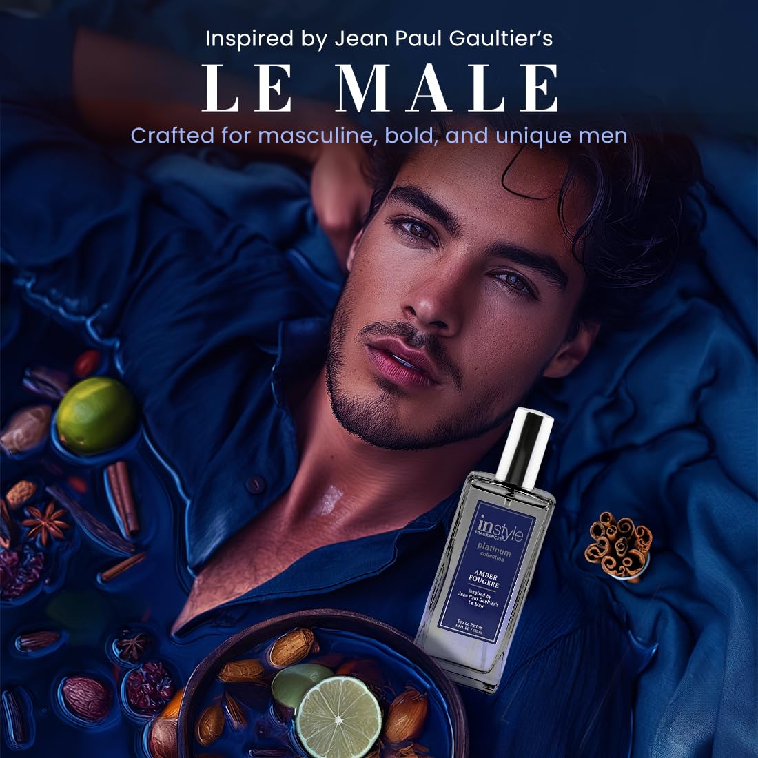 InStyle Fragrances Platinum Collection Amber Fougere — Inspired by Le Male, Vegan & Cruelty-Free, 3.4 oz