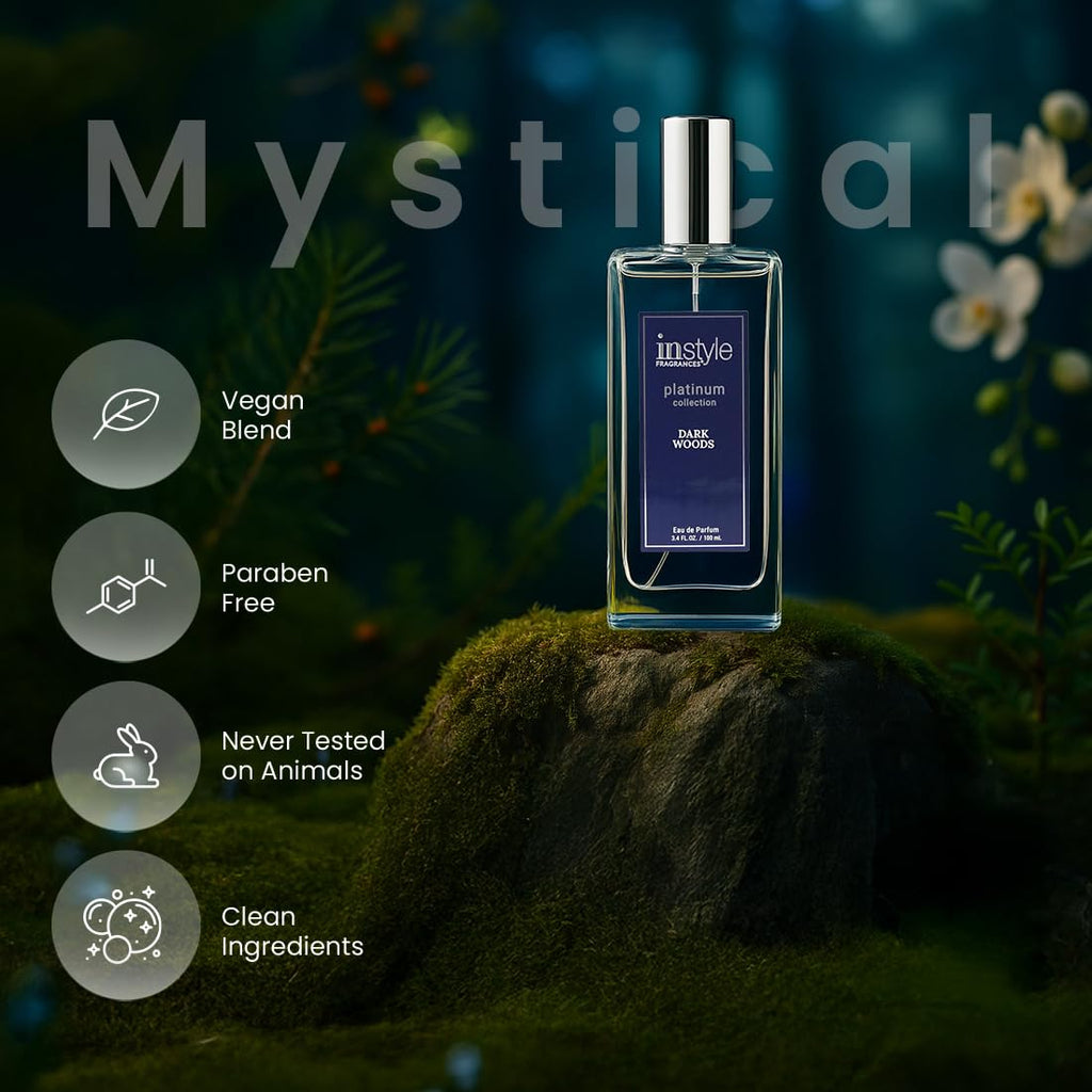 InStyle Fragrances Platinum Collection Dark Woods – Unisex EDP, Clean & Vegan, 3.4 fl oz