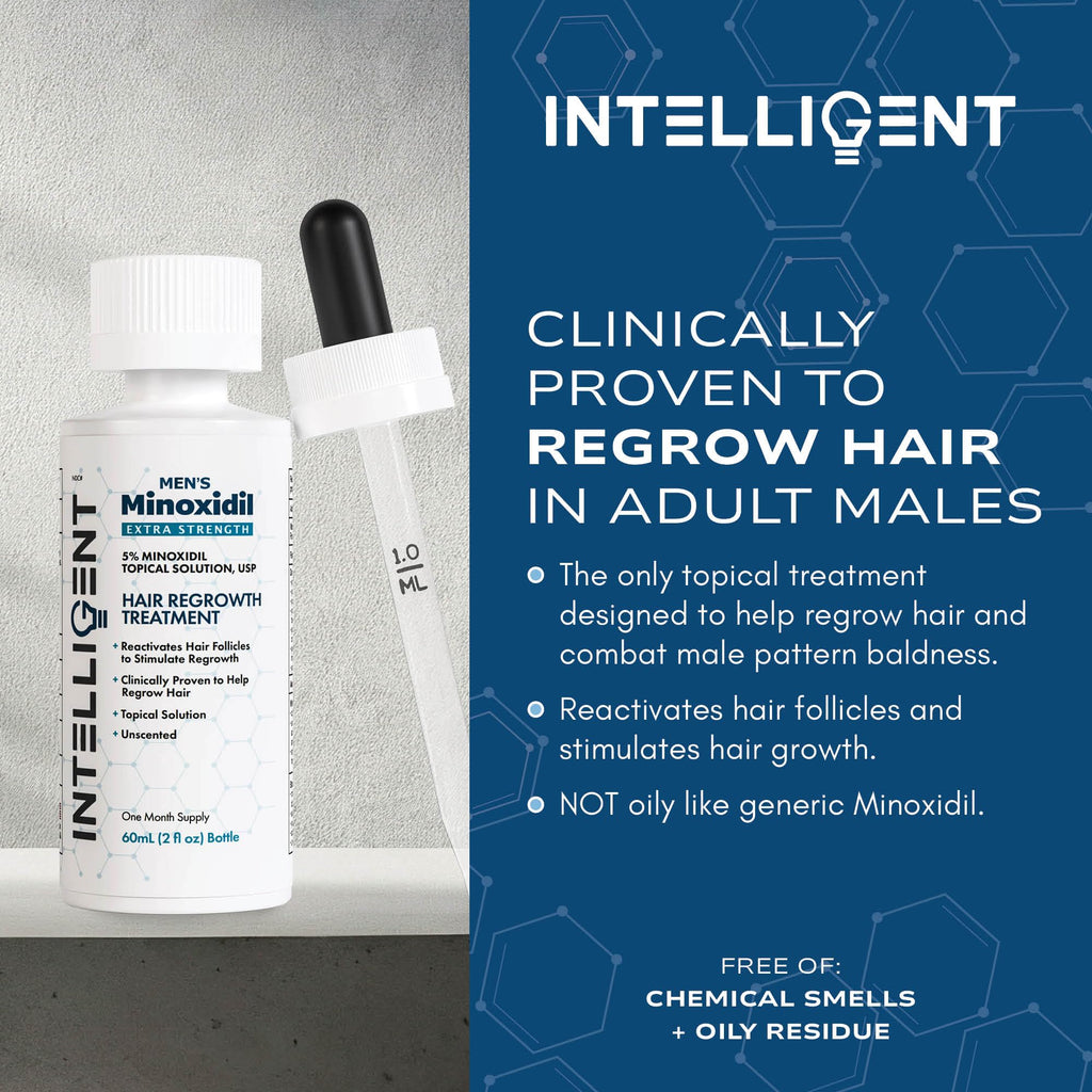 Intelligent Minoxidil | Fast-Drying, No-Grease 5% Topical Hair Regrowth for Men | 2 fl oz