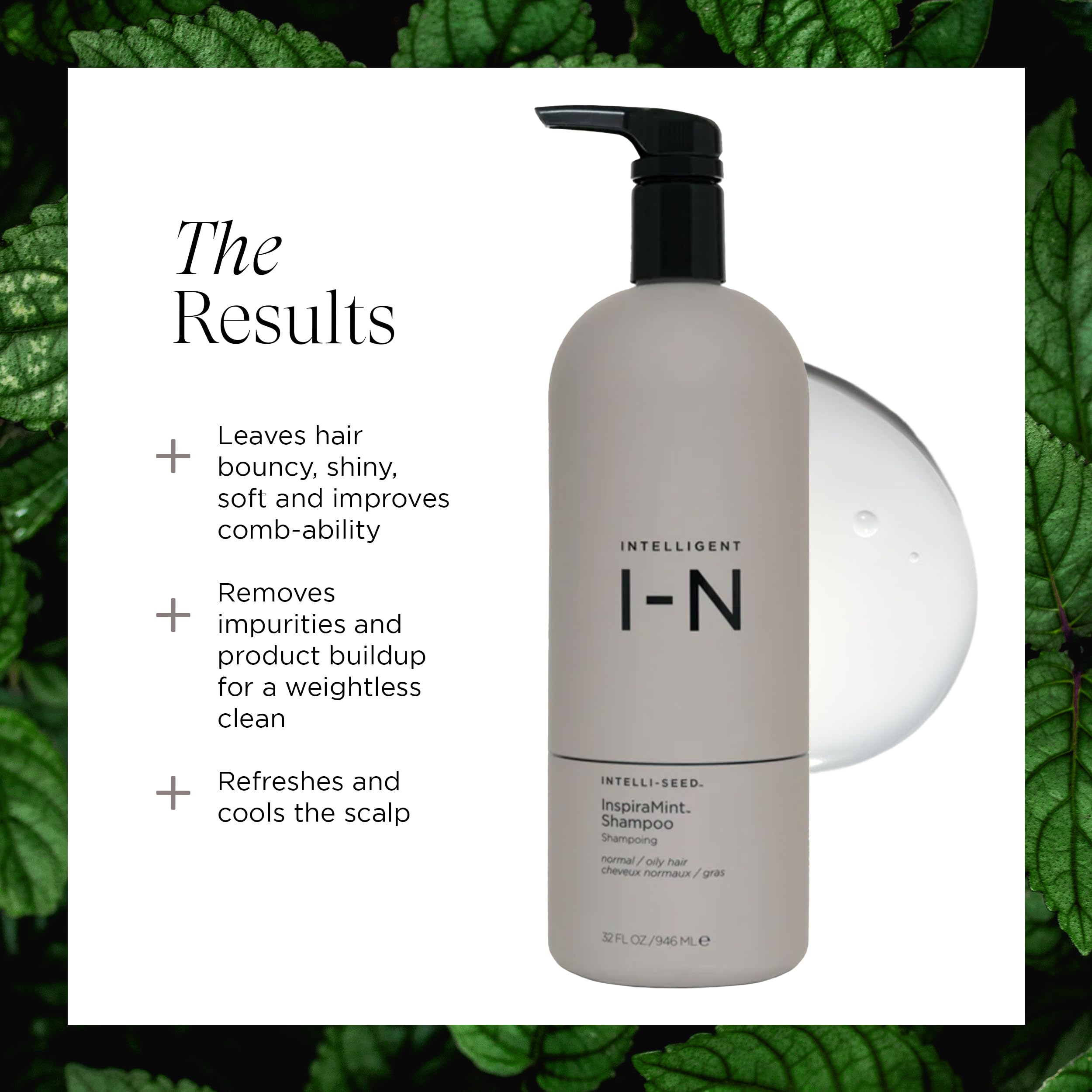 Intelligent Nutrients InspiraMint Shampoo – Invigorating Mint Daily Shampoo for Fine & Oily Hair | Color-Safe, Vegan, 32 oz