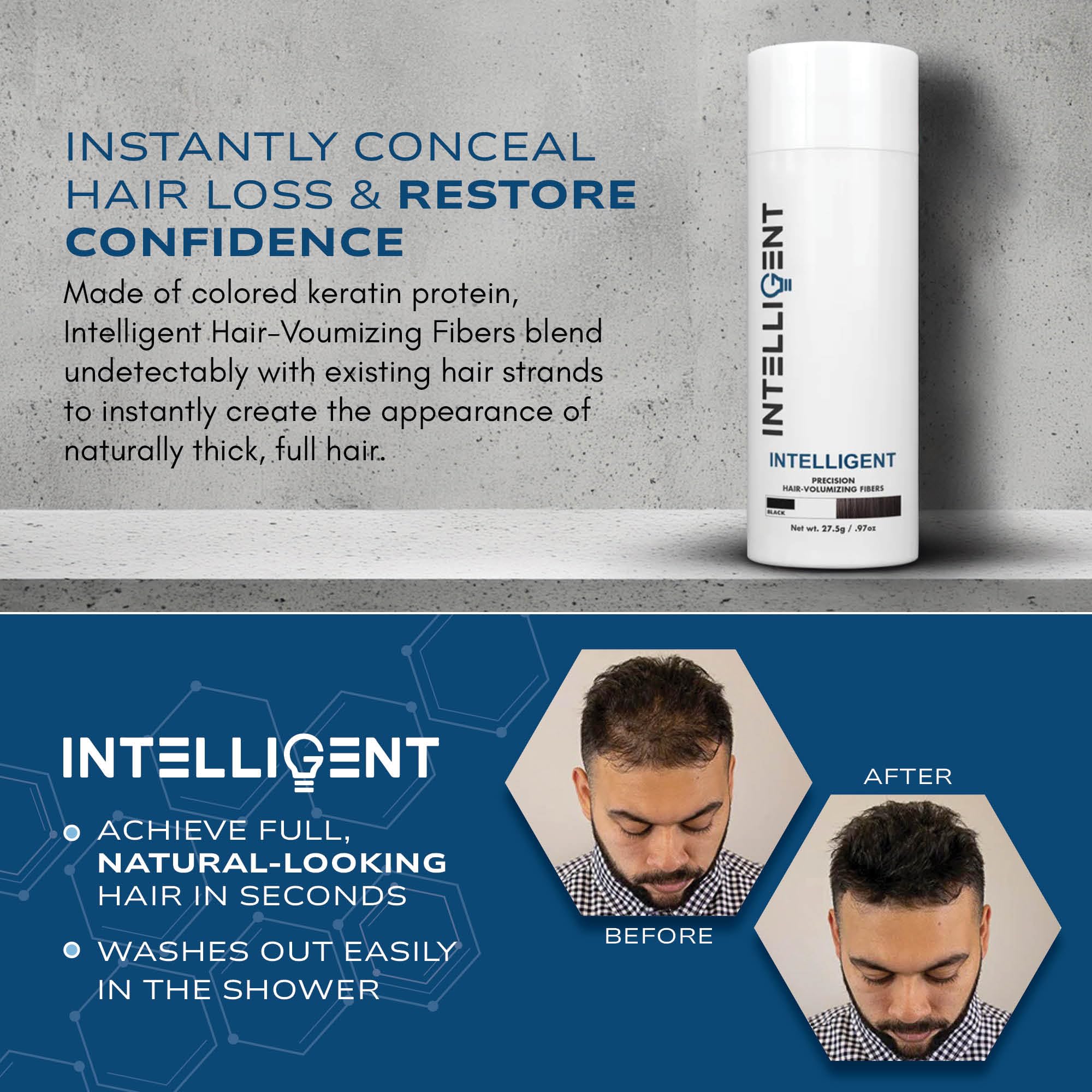 Intelligent Precision Hair-Volumizing Fibers (Light Blonde) | 27.5g | Undetectable Hair Thickening | Intelligent Shop