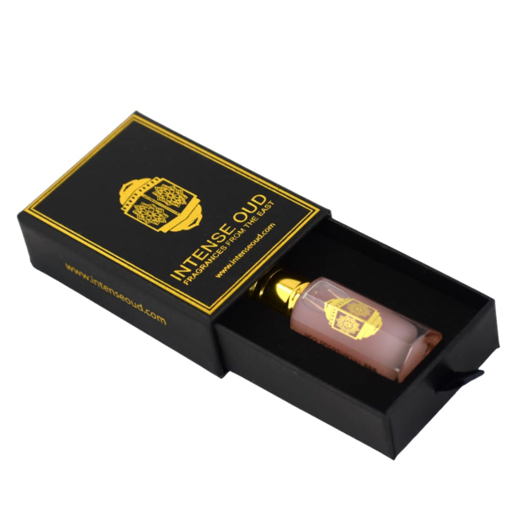 INTENSE OUD Pink Musk Arabian Perfume Oil – Alcohol-Free 12ml, Violet & Vanilla Notes, Black Gift Box