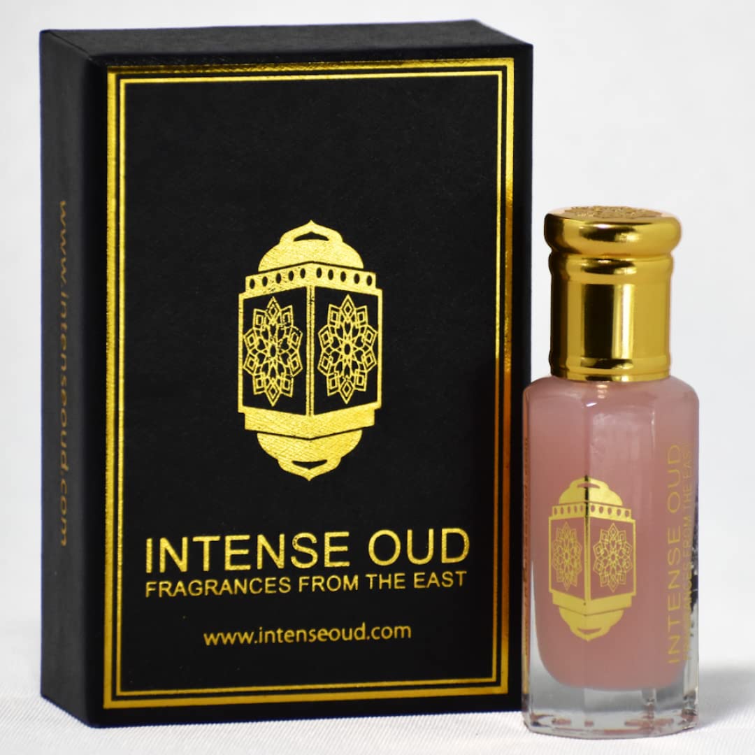 INTENSE OUD Pink Musk Arabian Perfume Oil – Alcohol-Free 12ml, Violet & Vanilla Notes, Black Gift Box