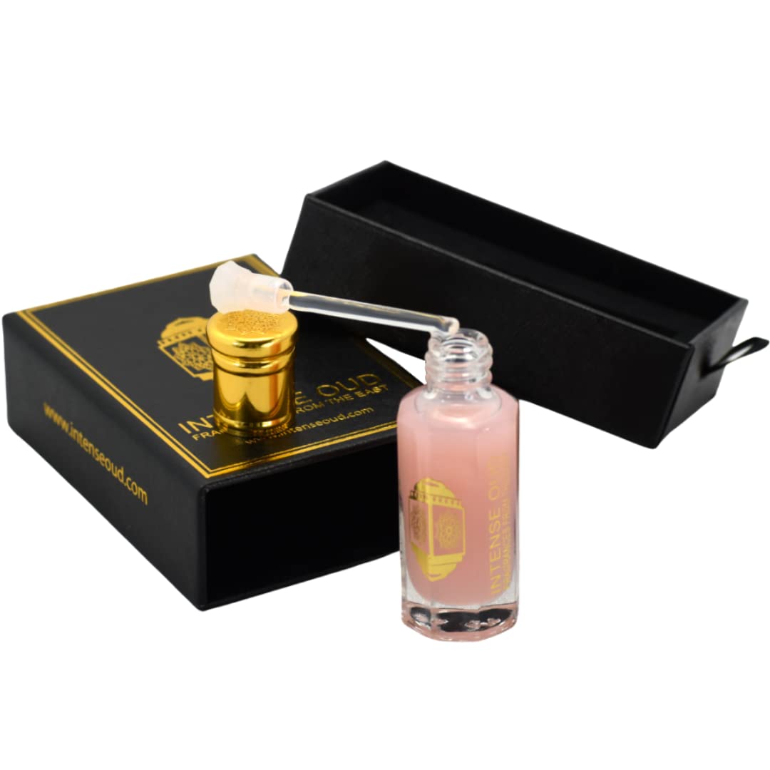 INTENSE OUD Pink Musk Arabian Perfume Oil – Alcohol-Free 12ml, Violet & Vanilla Notes, Black Gift Box
