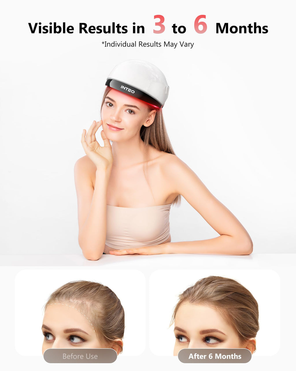 INTEO 162-Laser Red Light Hair Growth Cap – Wireless, FDA-Cleared Hair Growth Helmet for Men & Women