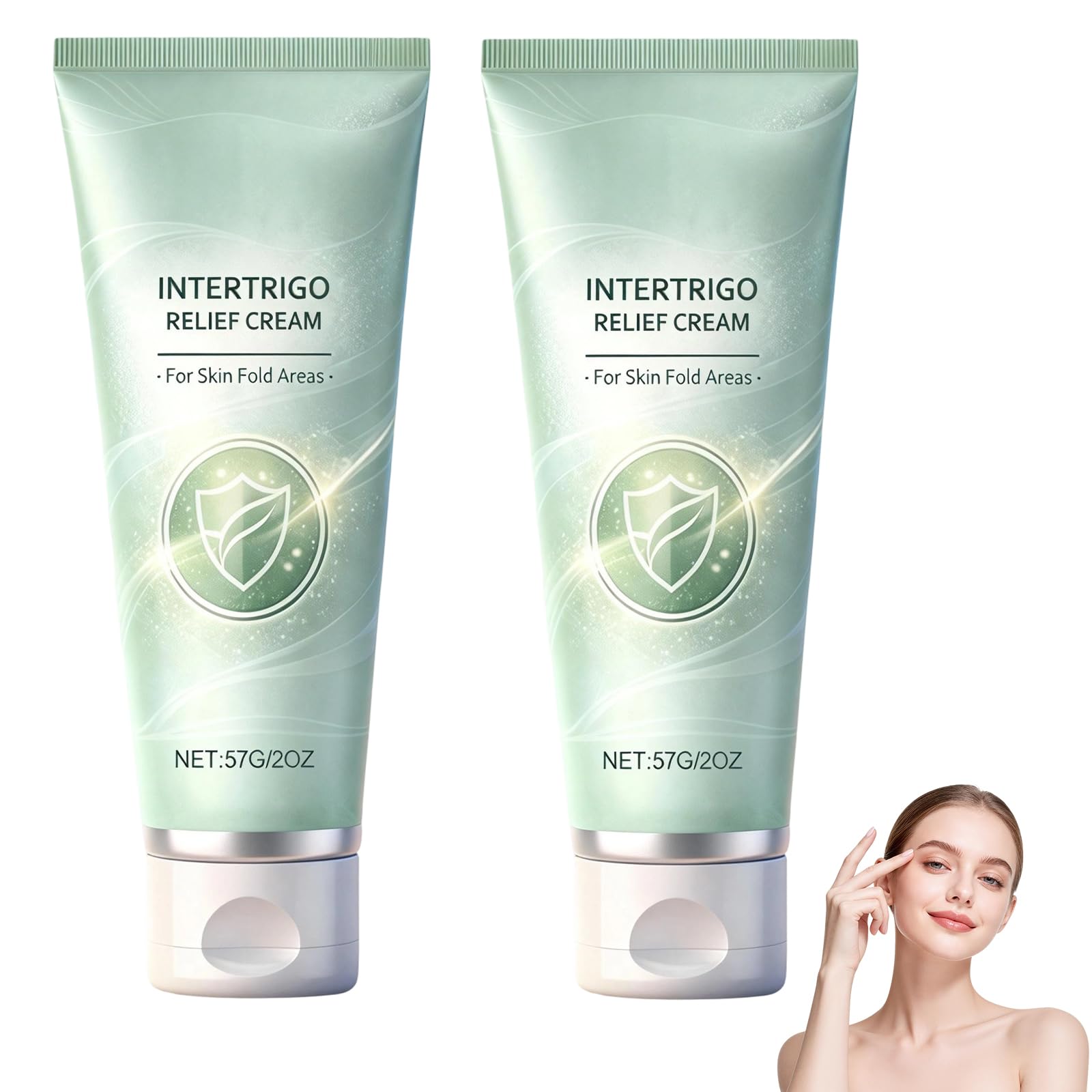 2Pcs Intertrigo Relief Cream – Skin Fold Barrier, Fast-Drying Non-Greasy (2 oz)