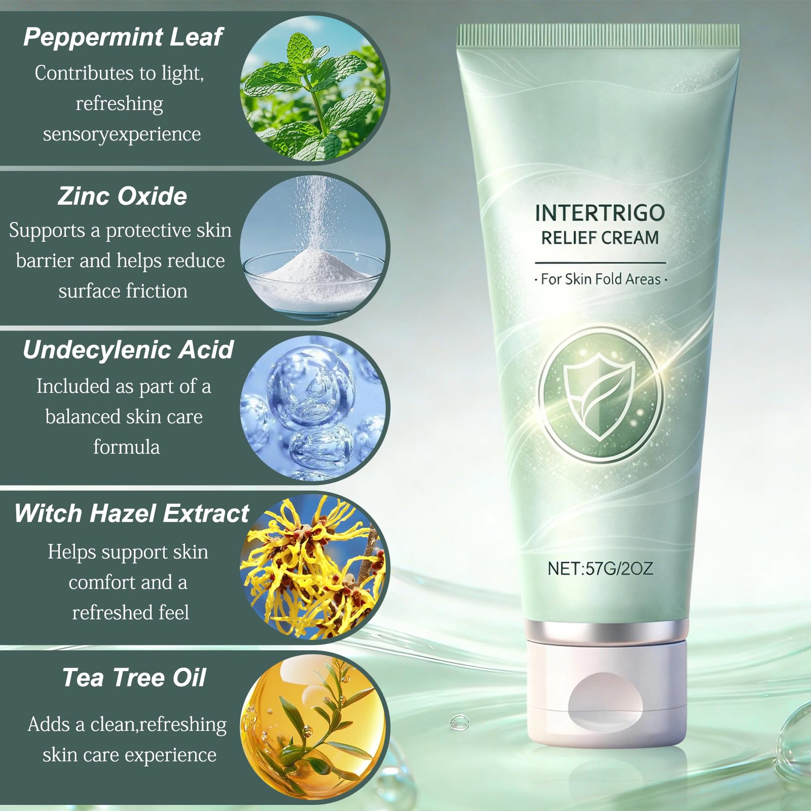 2Pcs Intertrigo Relief Cream – Skin Fold Barrier, Fast-Drying Non-Greasy (2 oz)