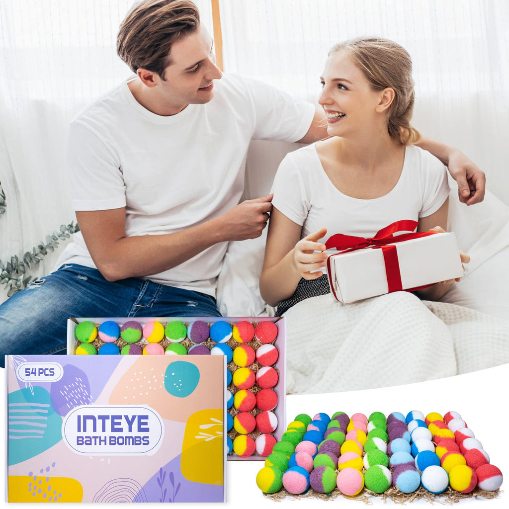 INTEYE Luxury Bath Bombs Gift Set – 54pc, 9 Aromas, Spa-Quality Minerals