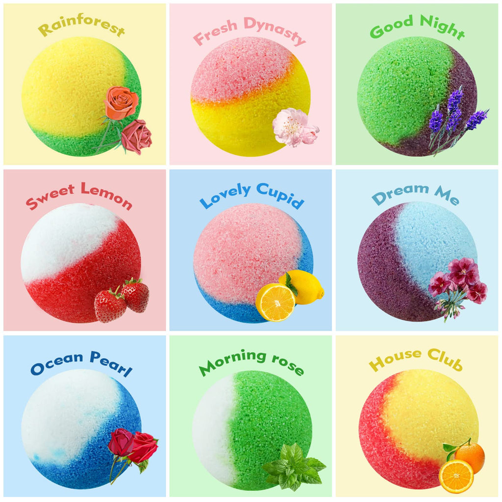 INTEYE Luxury Bath Bombs Gift Set – 54pc, 9 Aromas, Spa-Quality Minerals