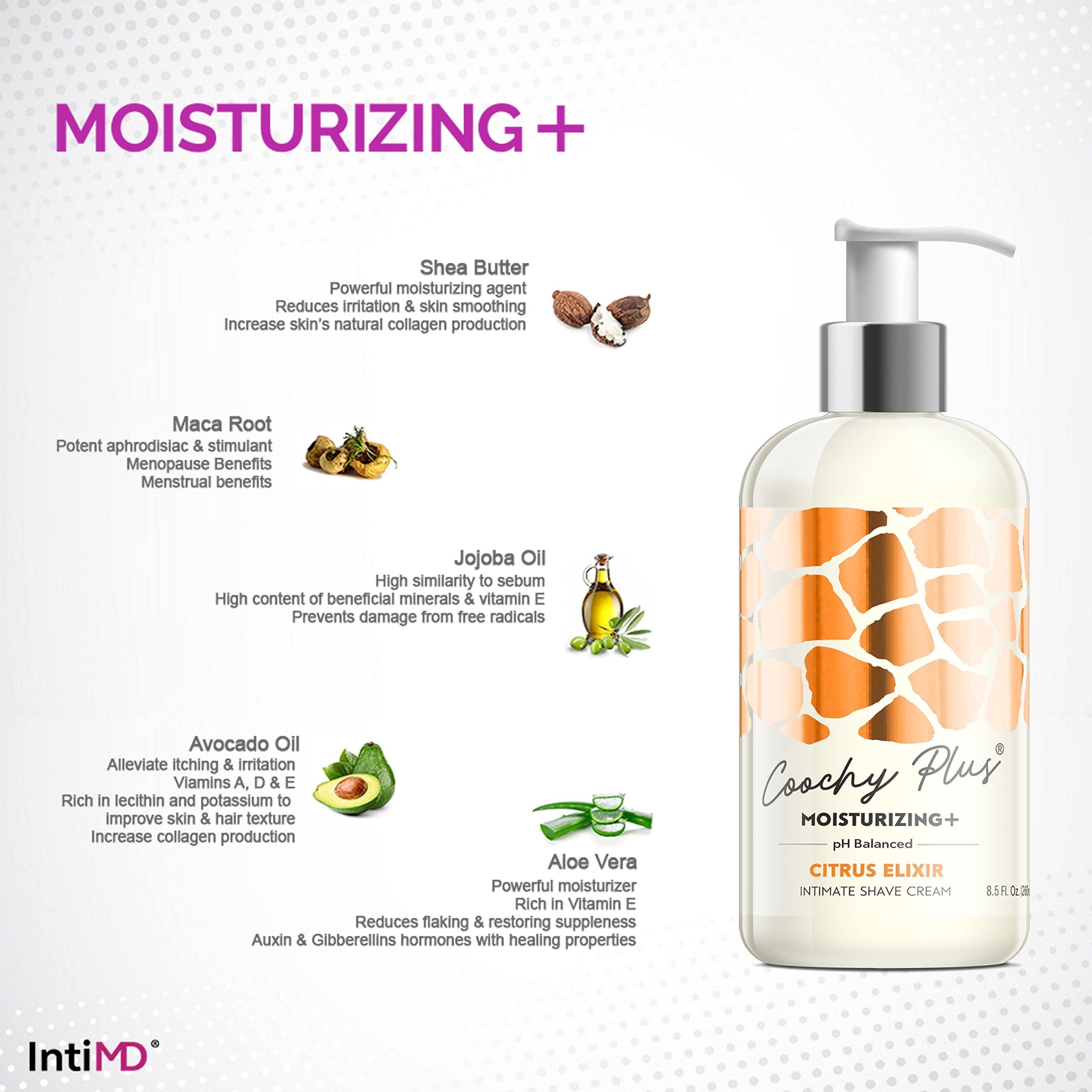IntiMD Coochy Plus HydroLock Moisturizing 3-Step Shaving Kit | Nouria Pre-Shave Elixir Oil + Citrus Shave Cream + After Shave Mist