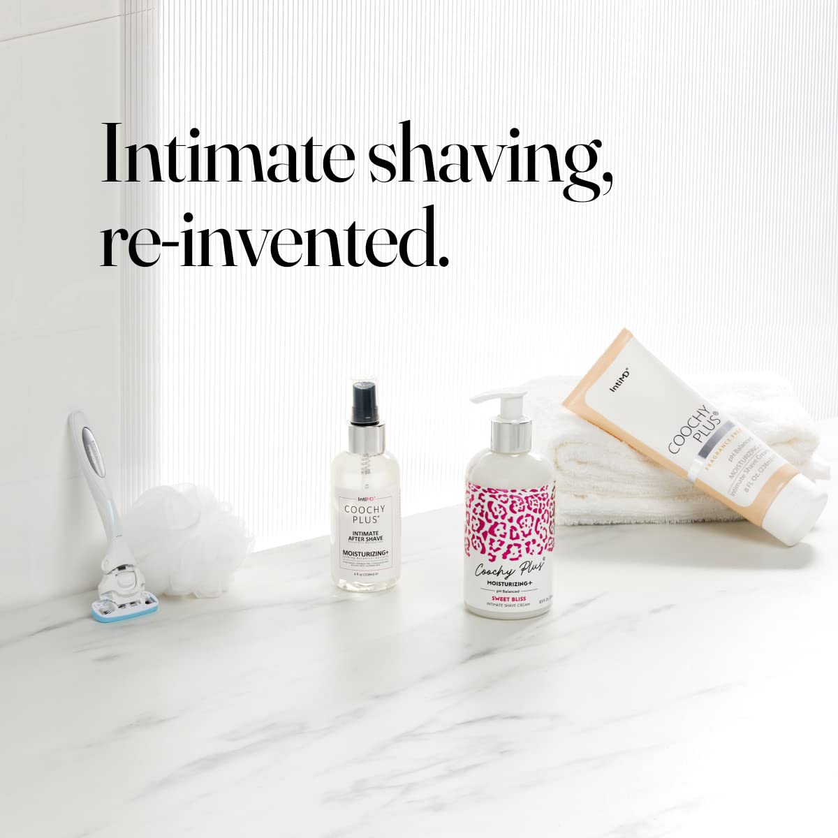IntiMD Coochy Plus Intimate Shaving Kit – Fragrance-Free, Antioxidant Formula for Razor Burn & Ingrown Hairs