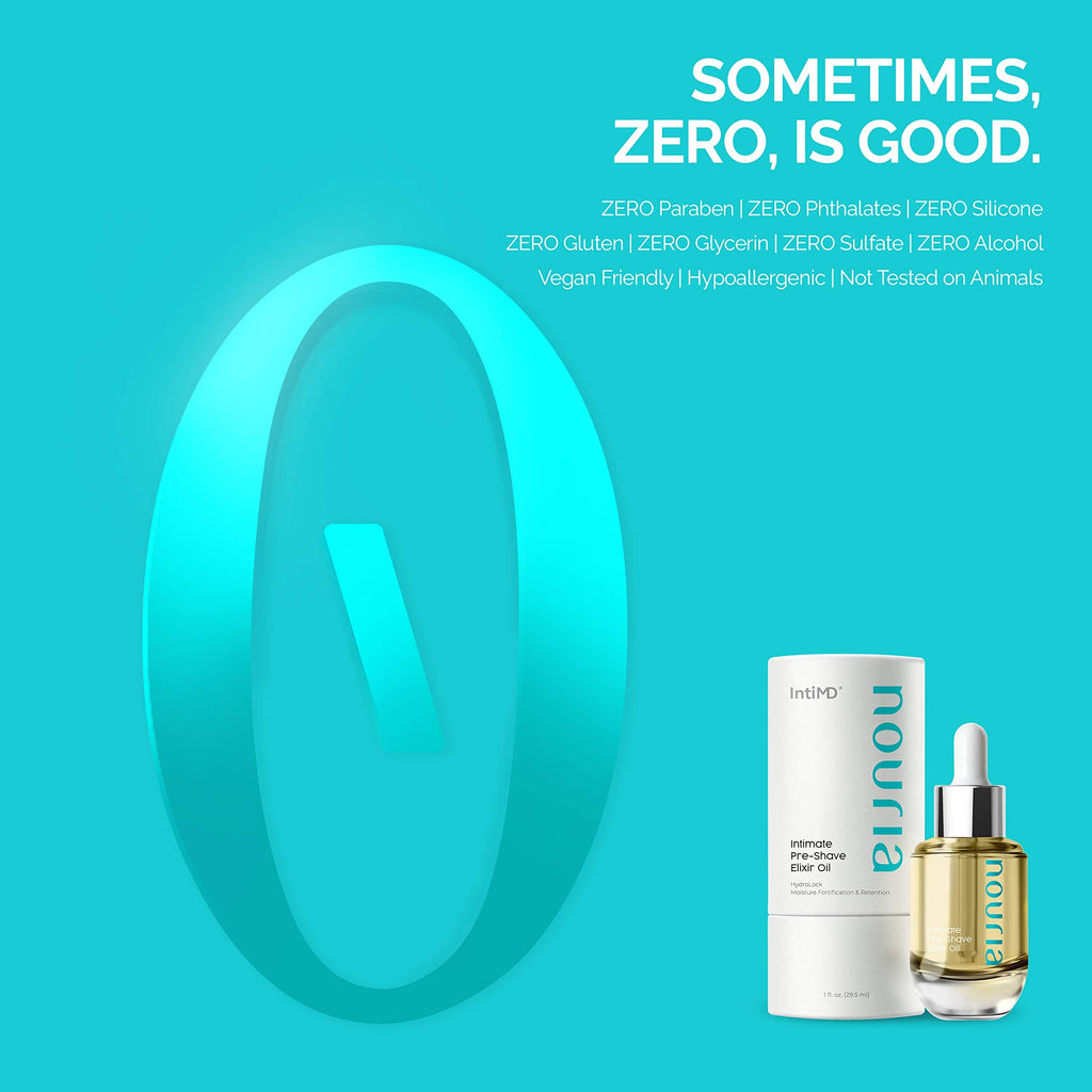 IntiMD Nouria Intimate Pre-Shave Elixir Oil | Hydration for Delicate Areas, Razor Burn & Ingrown Hair Prevention
