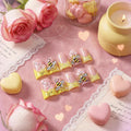 IntoVibes 10-Piece Luxury Acrylic Press On Nails - Short Duck Shape, Butter Yellow, Rhinestones & Floral Bee Charms (L)