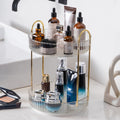 INVSSENE 360° Rotating Makeup Organizer — Large Capacity Two-Tier Vanity Storage, Clear