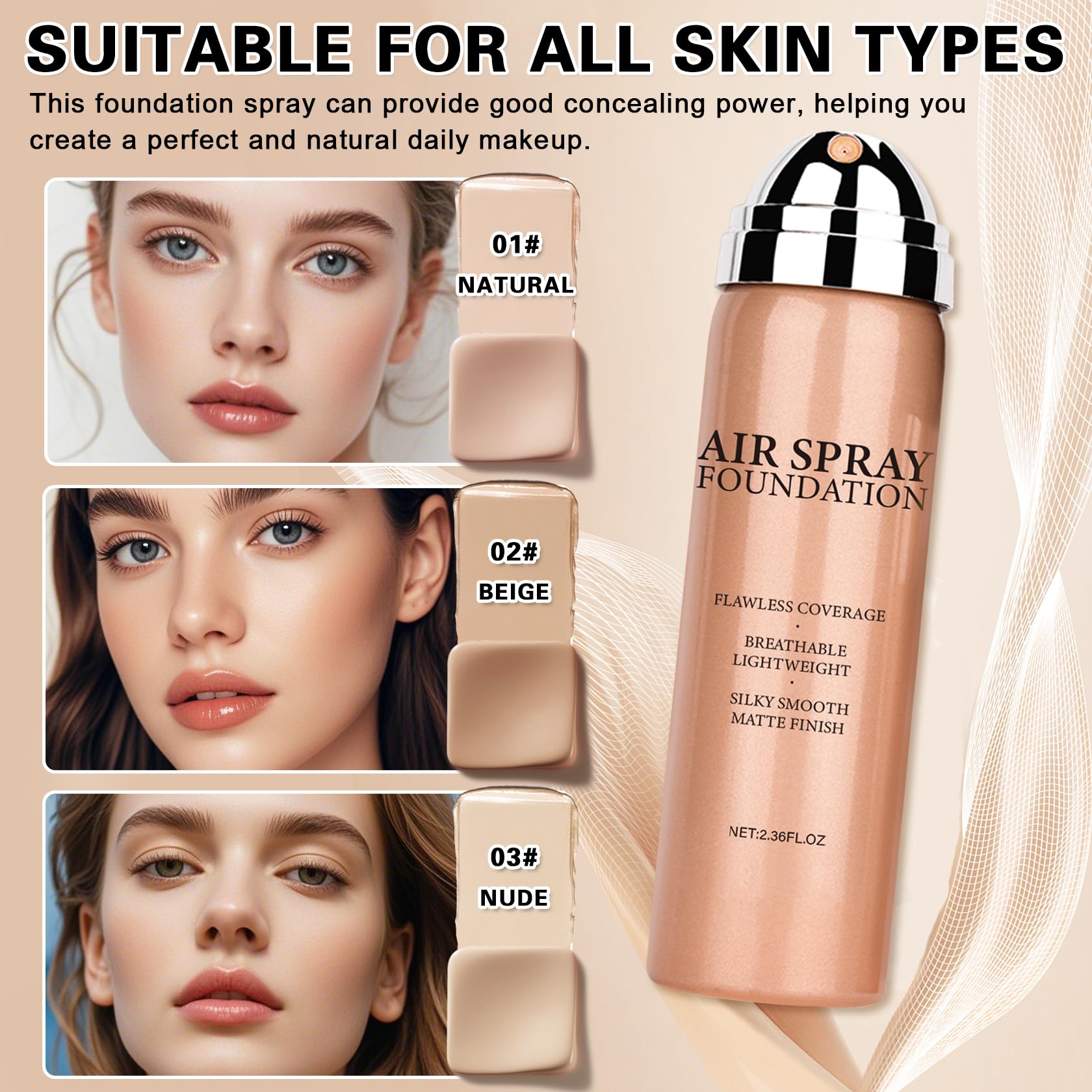 IONSGAKO Magic Minerals Airbrush Foundation Spray – Silk Matte, Long-Lasting Coverage