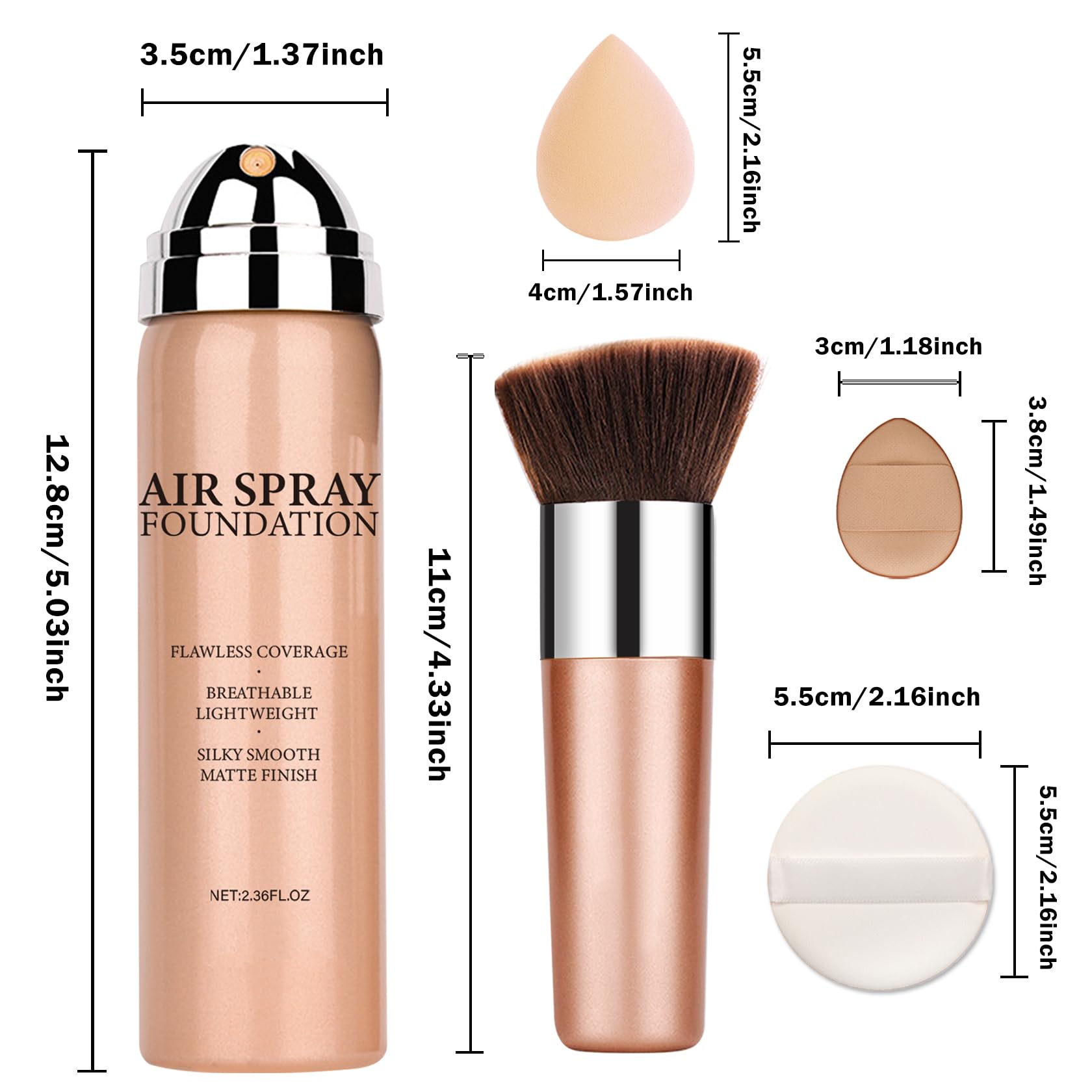 IONSGAKO Magic Minerals Airbrush Foundation Spray – Silk Matte, Long-Lasting Coverage