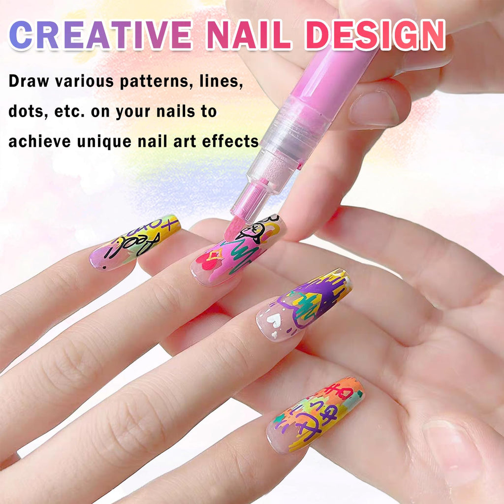 IONSGAKO 24 Colors Nail Art Pens Set – Quick Dry & Waterproof