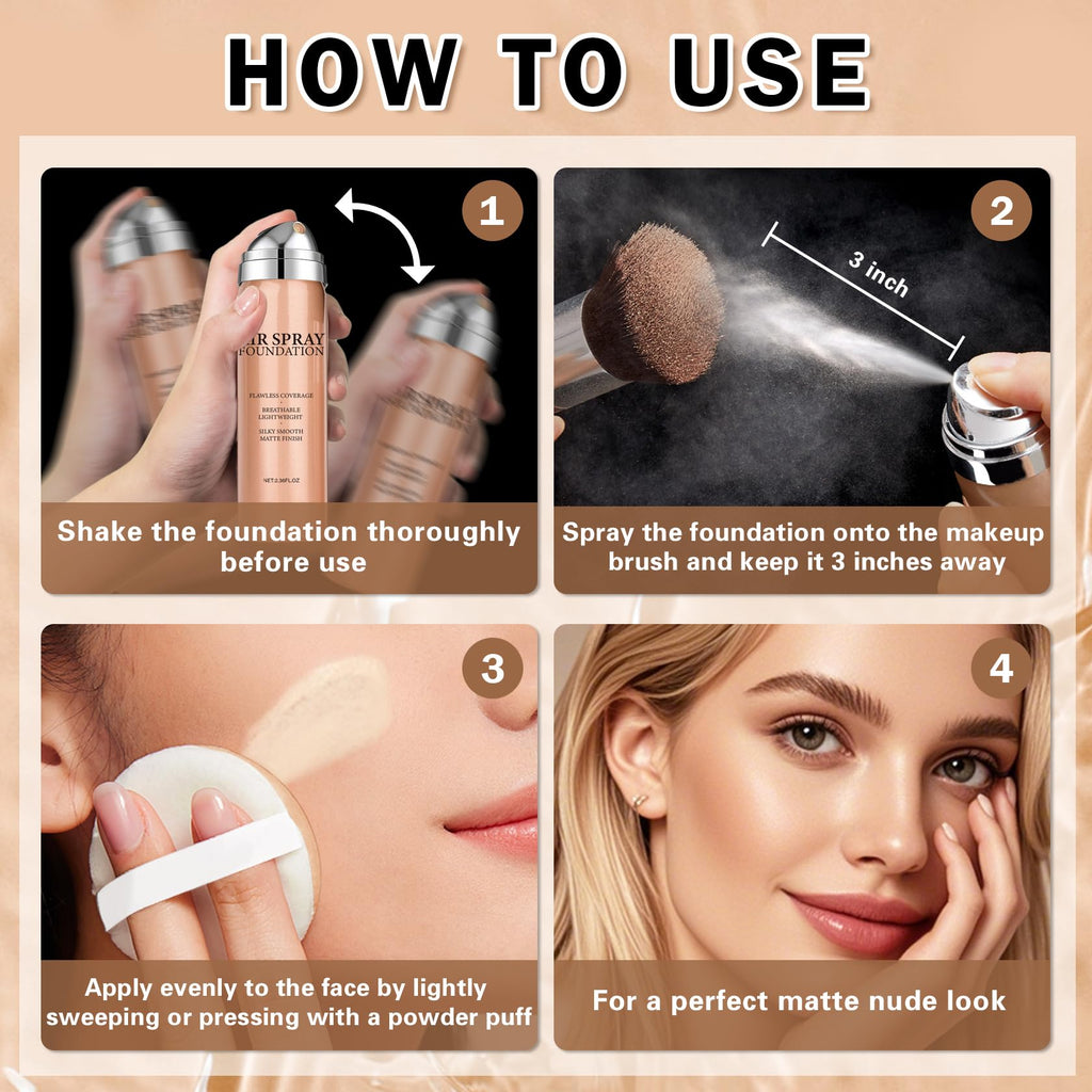 IONSGAKO Magic Minerals Airbrush Foundation Spray – Silk Matte, Long-Lasting Coverage