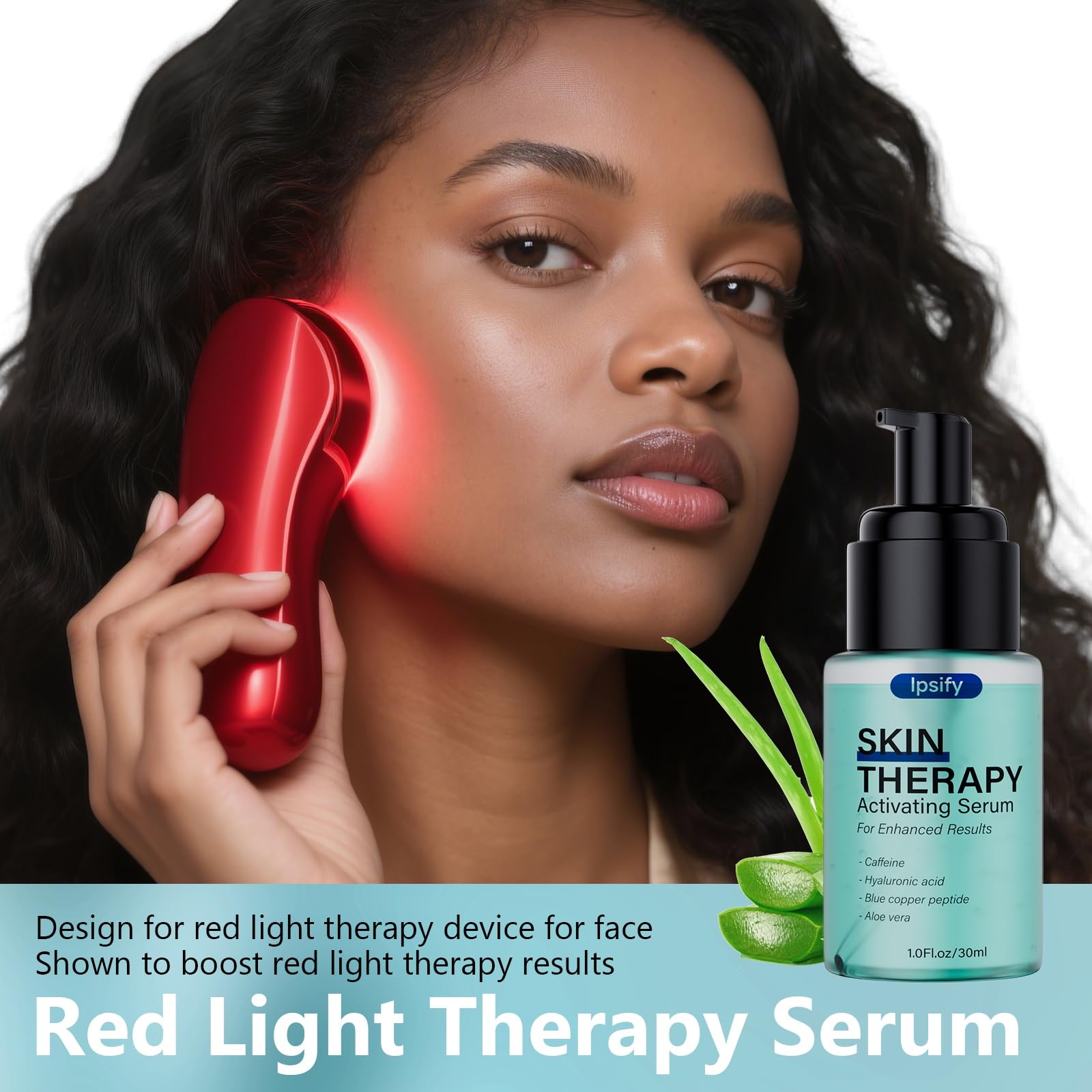 Ipsify Red Light Therapy Activation Serum | Hydrating Facial Serum for Face & Neck | Anti-Aging, 1 oz