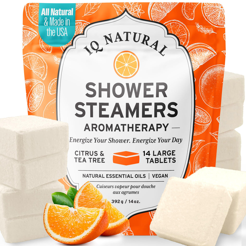 IQNATURAL Citrus Shower Steamers — Organic USA-Made Aromatherapy for Women