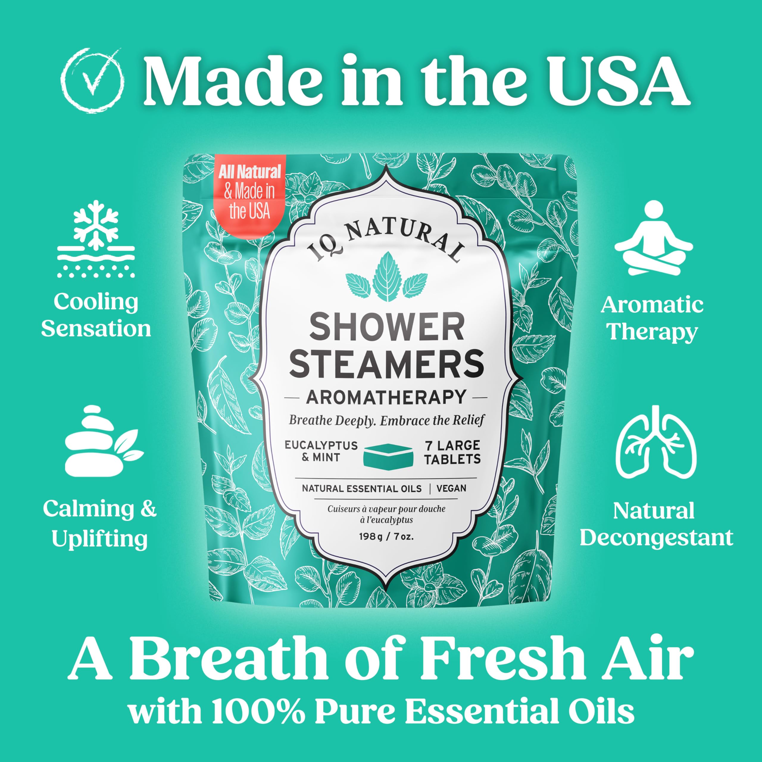 IQNATURAL Eucalyptus Shower Steamers – Aromatherapy for Women, USA Made