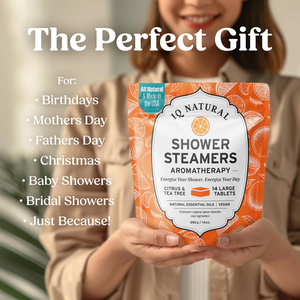 IQNATURAL Citrus Shower Steamers — Organic USA-Made Aromatherapy for Women