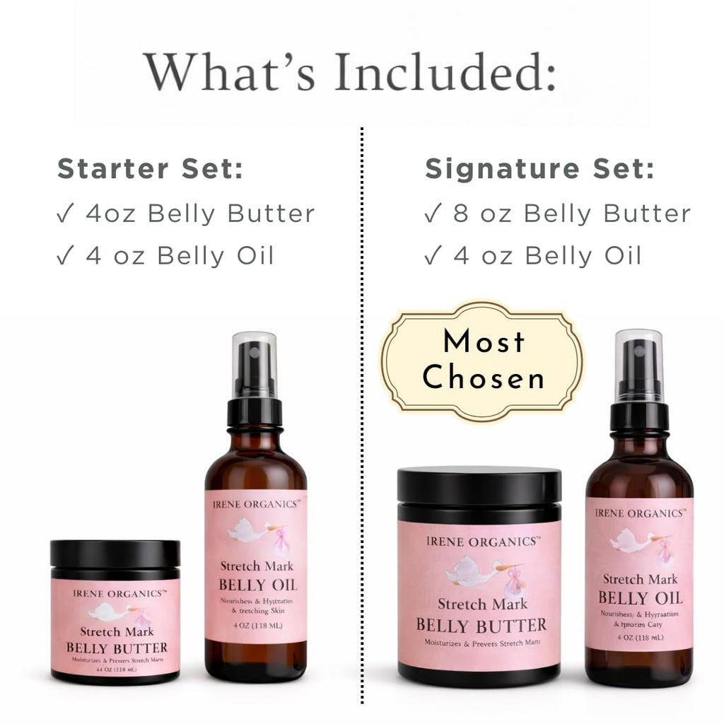 Belly Bundle by Irene Organics – Organic Belly Butter & Oil for Pregnancy