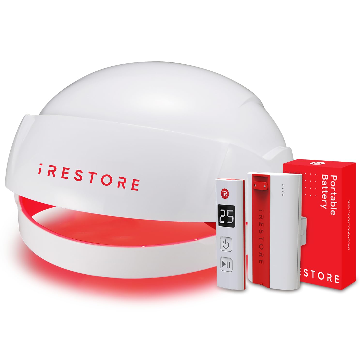 iRestore Essential Laser Hair Growth System + Rechargeable Battery Pack | FDA Cleared
